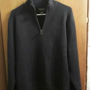 Eddie Bower Men's Dark Blue 1/4 Zip Mock Neck Size Medium  Sweater